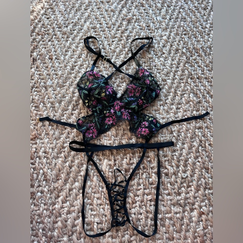 Victoria’s Secret black floral teddy